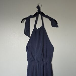 Pretty Garden 8  Halter Neck Maxi Dress in Navy